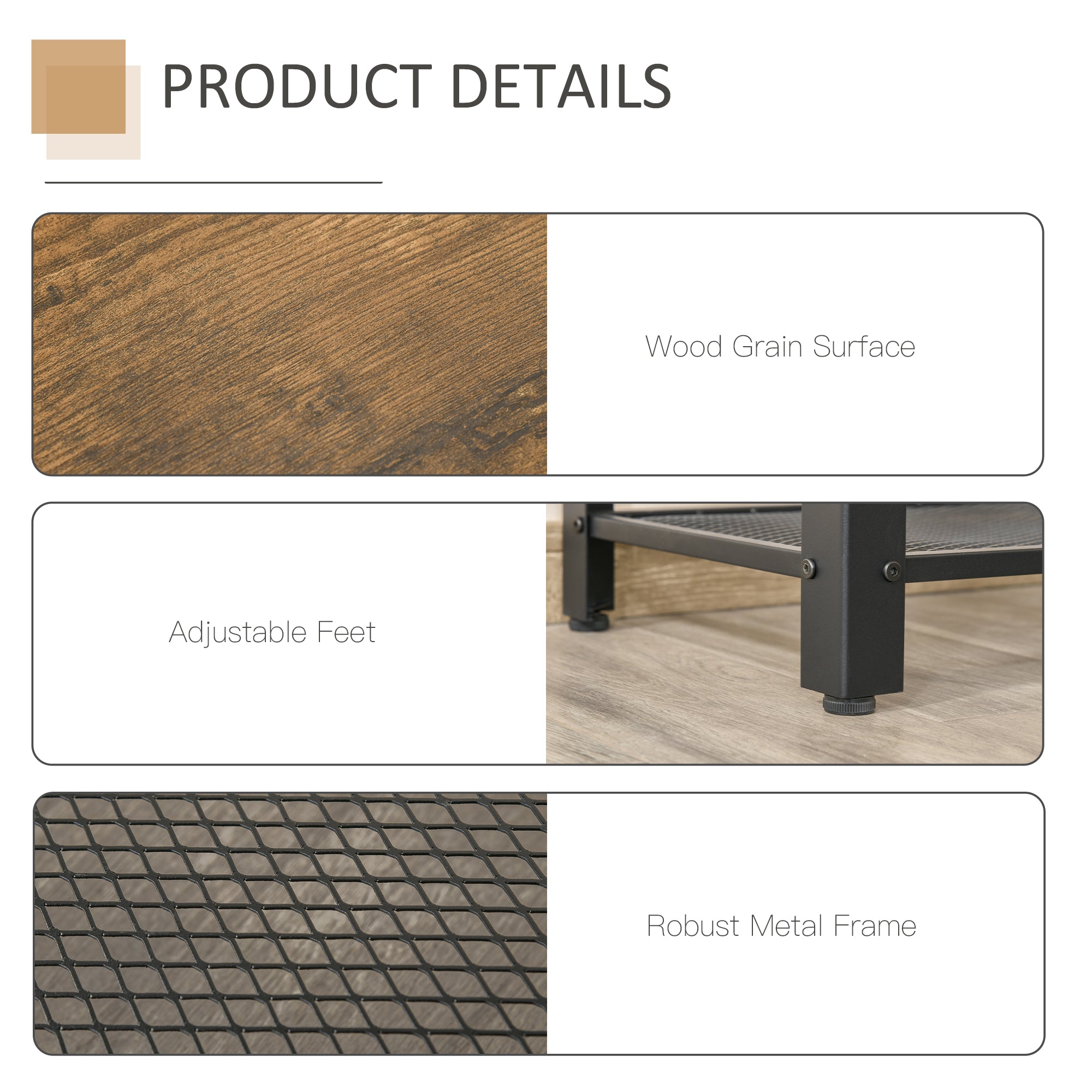 HOMCOM Industrial Console Table√Ø¬º≈íEntryway Table w/Bottom Mesh Shelf Metal Frame Vintage Sofa Table for Hallway, Living Room, Rustic Brown