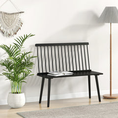 Entryway Bench for 2 Windsor Bench with Spindle Back-Black