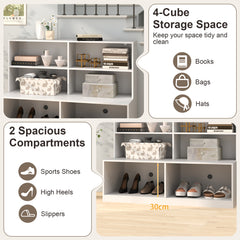 2-in-1 Entryway Shoe Cabinet with 2 Anti-tipping Kits for Living Room-White