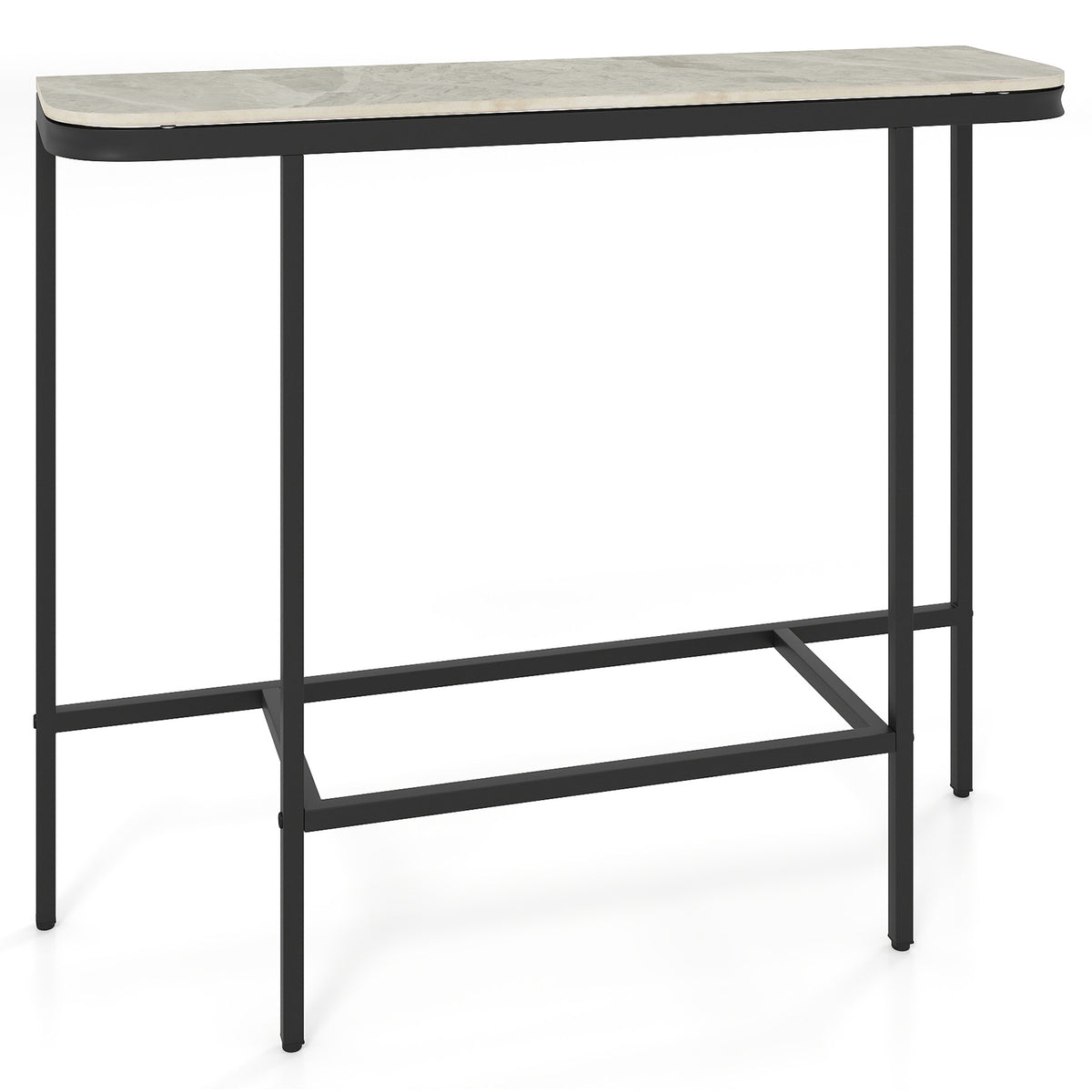 Entryway Table with Faux Marble Top and Metal Frame for Hallway-Grey