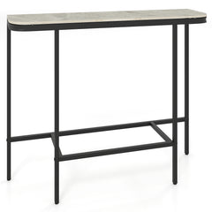 Entryway Table with Faux Marble Top and Metal Frame for Hallway-Grey