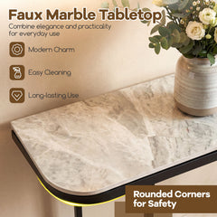 Entryway Table with Faux Marble Top and Metal Frame for Hallway-Grey