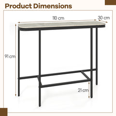 Entryway Table with Faux Marble Top and Metal Frame for Hallway-Grey