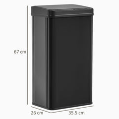 HOMCOM 50L Sensor Bin with Soft-Close Lid, Stainless Steel Automatic Touchless Motion Sensor Kitchen Bin, Black