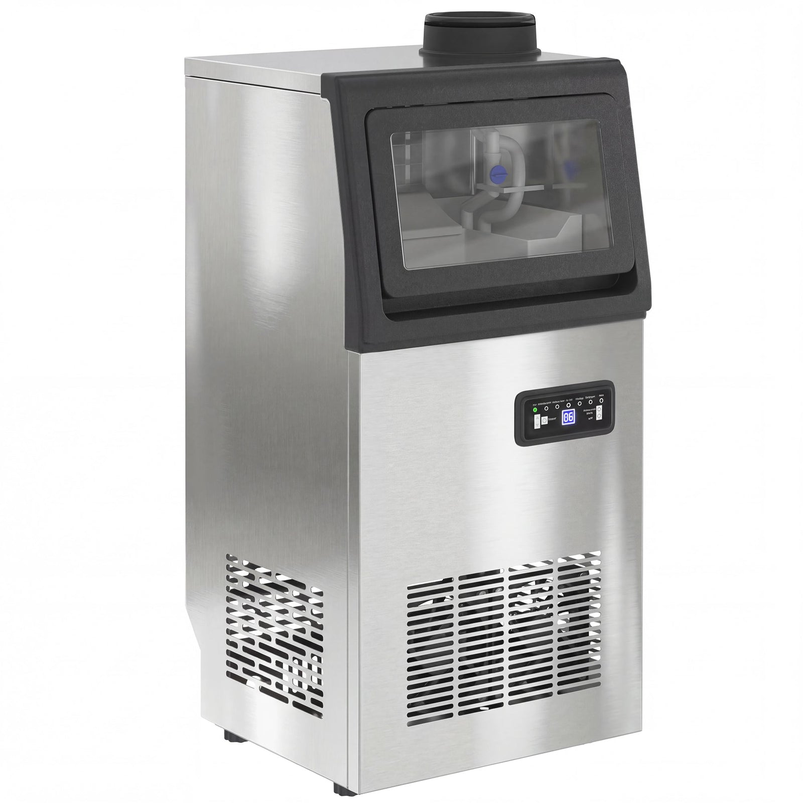 HOMCOM Commercial Ice Maker Machine, 36kg/24H Stainless Steel Under Counter or Freestanding Ice Machine, Silver