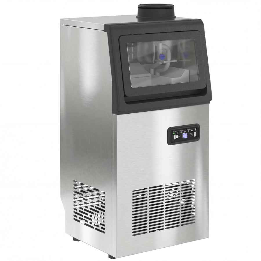 HOMCOM Commercial Ice Maker Machine, 36kg/24H Stainless Steel Under Counter or Freestanding Ice Machine, Silver