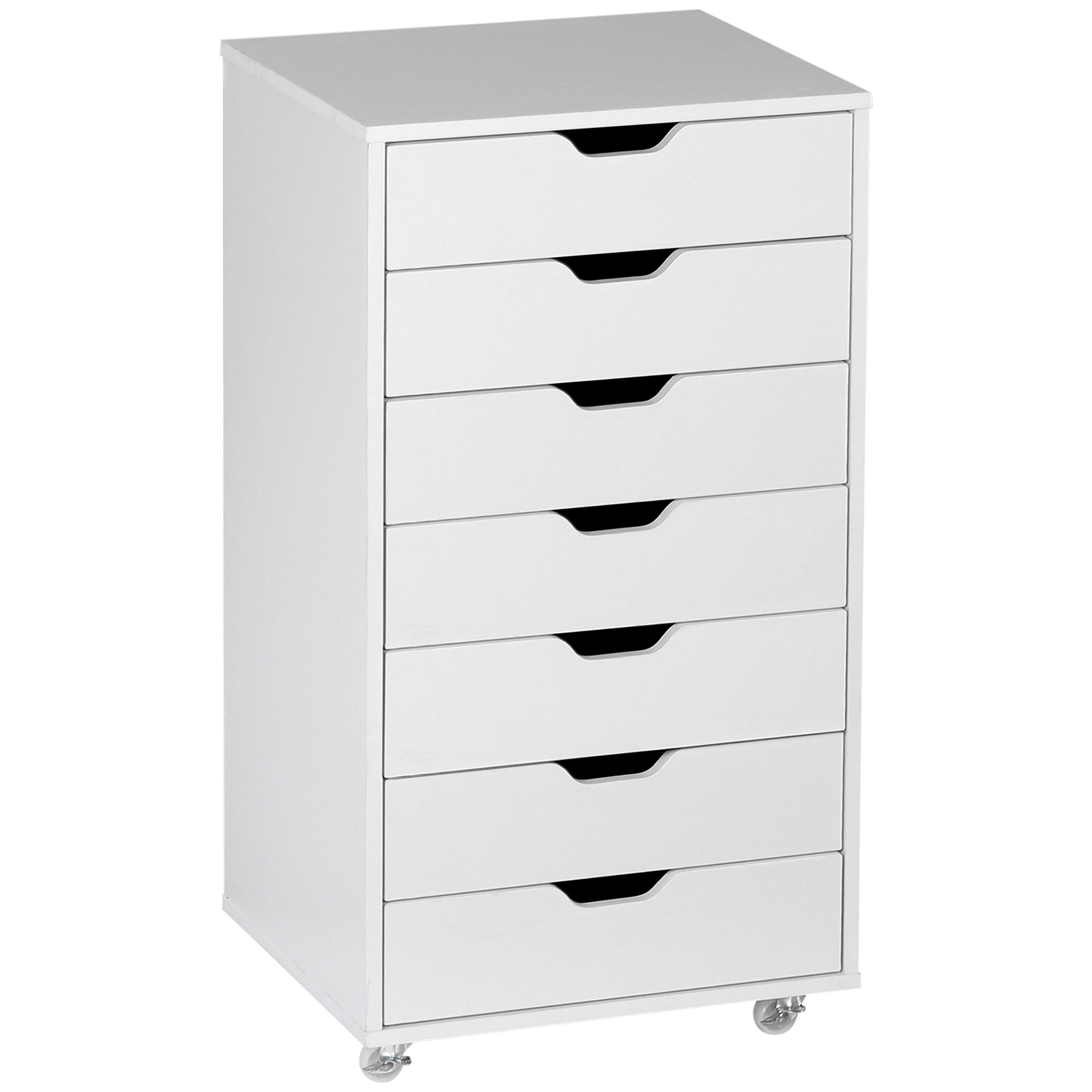 Vinsetto Seven-Drawer Filing Cabinet, with Wheels - White