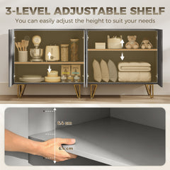 HOMCOM Modern Luxe High Gloss Sideboard, with Hairpin Legs - Grey
