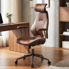 Ergonomic Office Chair with Flax Fabric and 2D Headrest