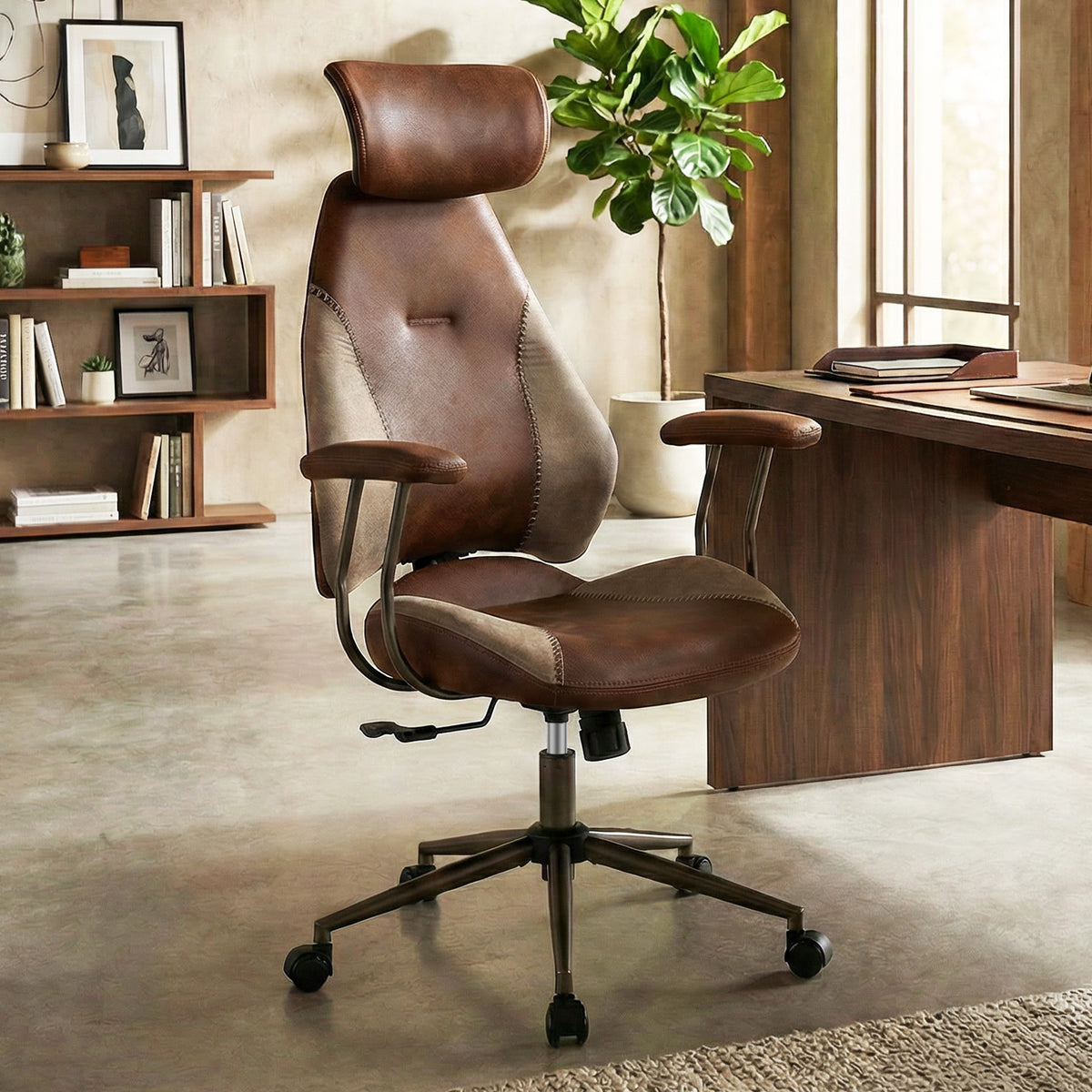 Ergonomic Office Chair with Flax Fabric and 2D Headrest