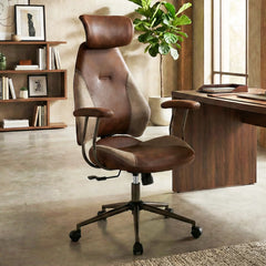 Ergonomic Office Chair with Flax Fabric and 2D Headrest