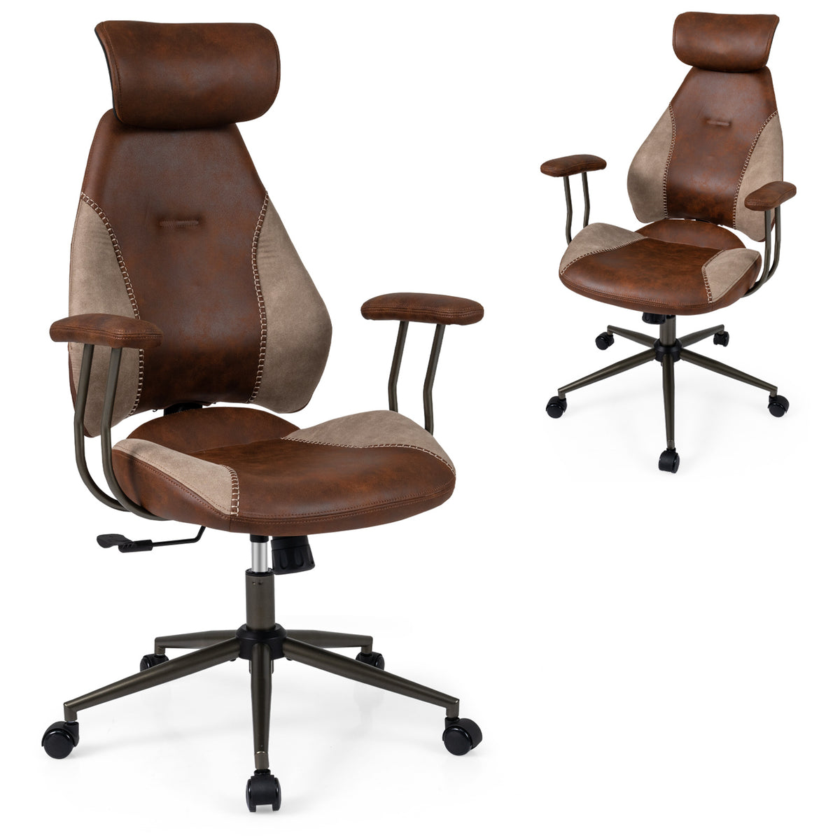 Ergonomic Office Chair with Flax Fabric and 2D Headrest