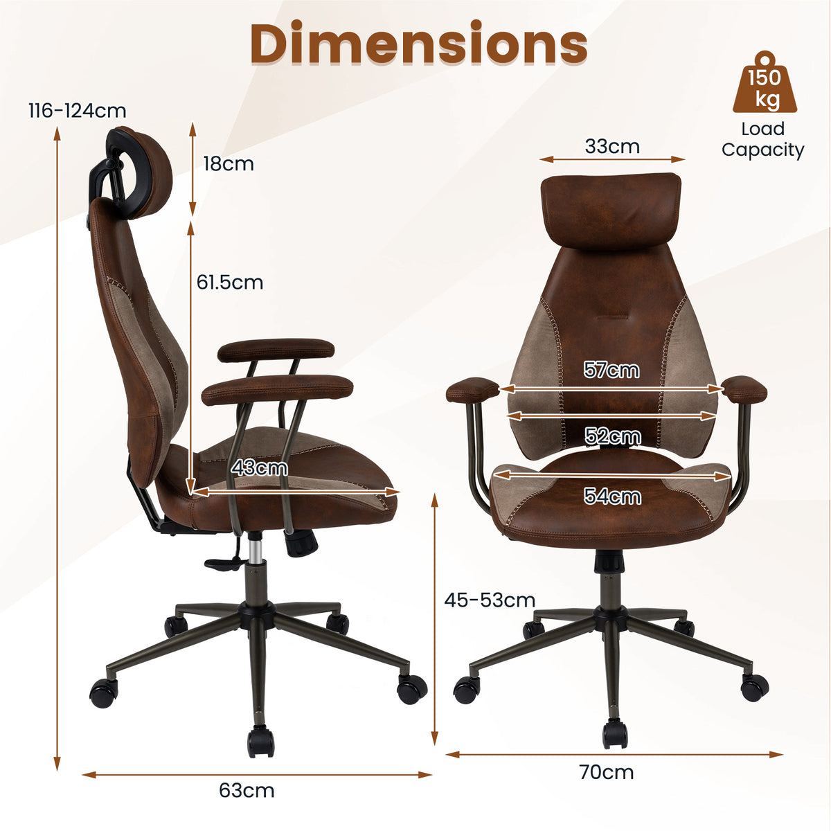 Ergonomic Office Chair with Flax Fabric and 2D Headrest
