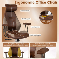 Ergonomic Office Chair with Flax Fabric and 2D Headrest