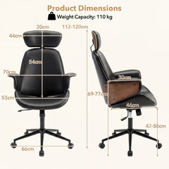 Ergonomic Office Chair with Headrest & Adjustable Height for Home Office-Black