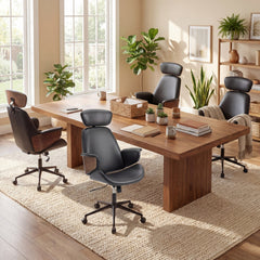 Ergonomic Office Chair with Headrest & Adjustable Height for Home Office-Black