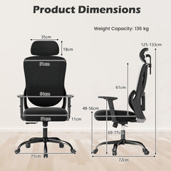 Ergonomic Office Chair with Headrest High Back Desk Chair-Black