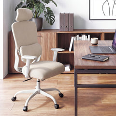 Ergonomic Office Chair with Headrest High Back Desk Chair-White