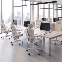 Ergonomic Office Chair with Headrest High Back Desk Chair-White