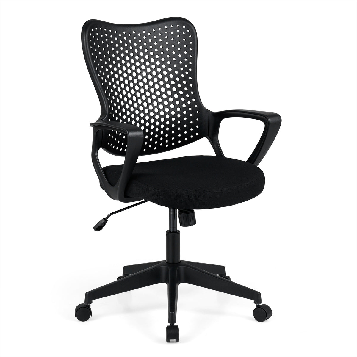 Ergonomic Office Chair with Padded Cushion and Butterfly Backrest Adjustable Swivel-Black