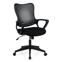 Ergonomic Office Chair with Padded Cushion and Butterfly Backrest Adjustable Swivel-Black