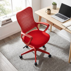 Ergonomic Office Chair with Padded Cushion and Butterfly Backrest Adjustable Swivel-Red
