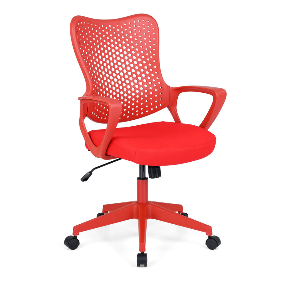 Ergonomic Office Chair with Padded Cushion and Butterfly Backrest Adjustable Swivel-Red