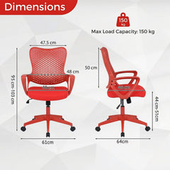 Ergonomic Office Chair with Padded Cushion and Butterfly Backrest Adjustable Swivel-Red