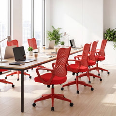 Ergonomic Office Chair with Padded Cushion and Butterfly Backrest Adjustable Swivel-Red