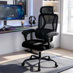 Ergonomic Office Computer Mesh Chair with High Back and Adaptive Lumbar Support-Black