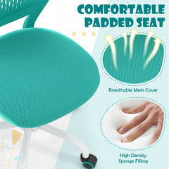 The kids chair seat cushion with close-up circles showing the mesh fabric and the soft foam padding