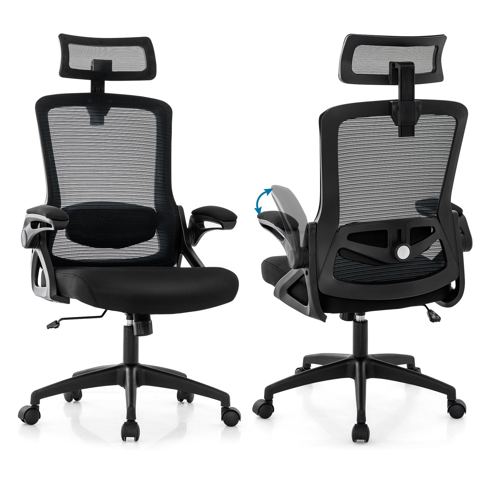 Ergonomic Office Chair with Adjustable Lumbar Support for Home Office-Black