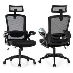 Ergonomic Office Chair with Adjustable Lumbar Support for Home Office-Black