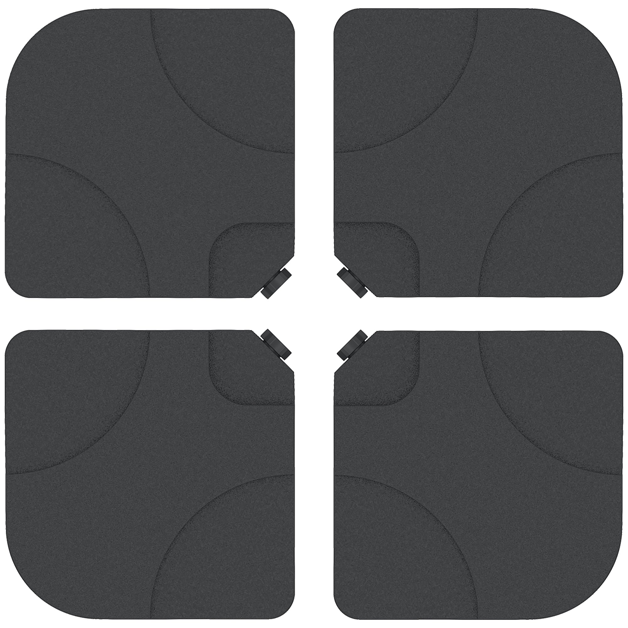 Outsunny 4 Pieces Parasol Base Stand Weights for Banana Hanging Cantilever Umbrella, Water and Sand Filled, Up to 72kg, Black