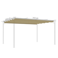 Outsunny Retractable Pergola Cover, 3.5 x 2.6 m Replacement Canopy Fabric for 4 x 3 m Frame, Roof Top Only, Tan