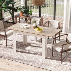 Extendable Dining Table with Adjustable Tabletop-White