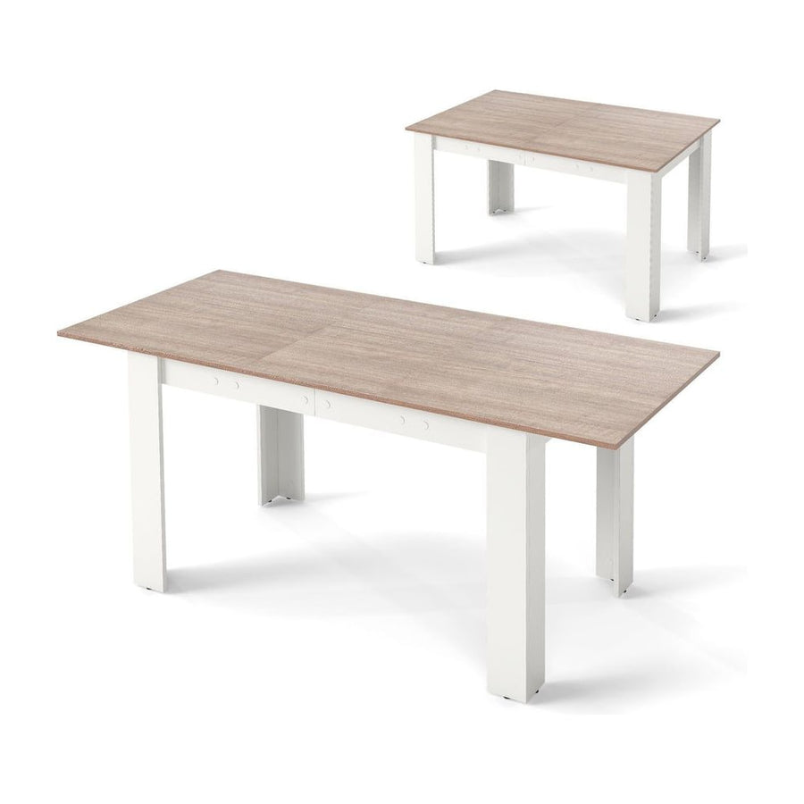 Extendable Dining Table with Adjustable Tabletop-White