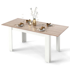 Extendable Dining Table with Adjustable Tabletop-White