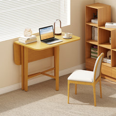 Extendable Dining Table Drop Leaf Kitchen Table for Small Spaces with X-shaped Frame-Natural