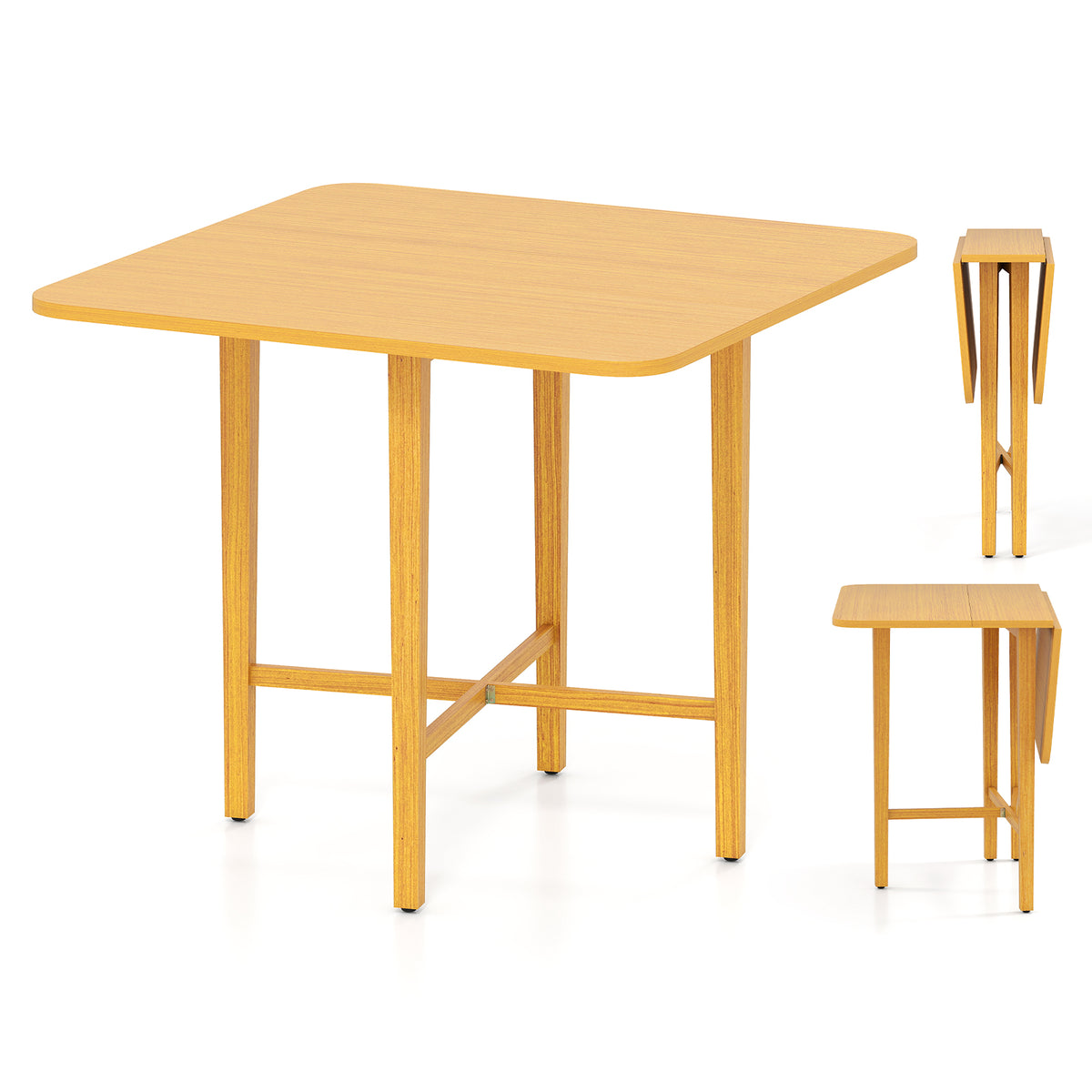 Extendable Dining Table Drop Leaf Kitchen Table for Small Spaces with X-shaped Frame-Natural
