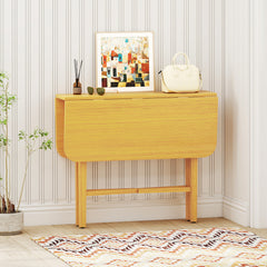 Extendable Dining Table Drop Leaf Kitchen Table for Small Spaces with X-shaped Frame-Natural