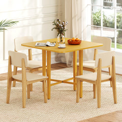 Extendable Dining Table Drop Leaf Kitchen Table for Small Spaces with X-shaped Frame-Natural