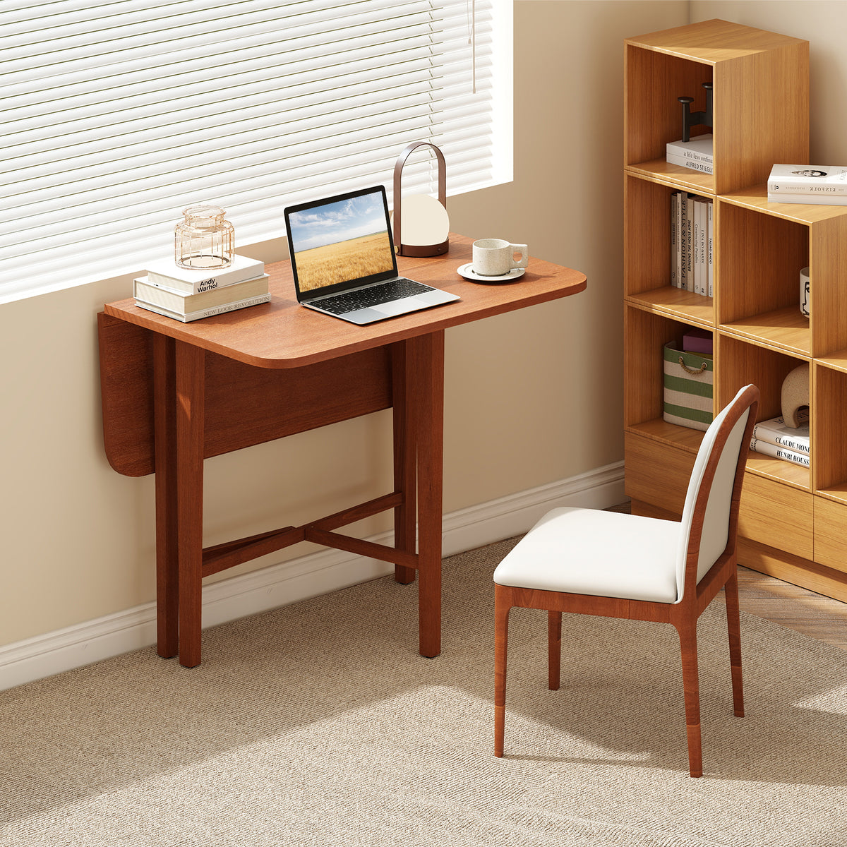 Extendable Dining Table Drop Leaf Kitchen Table for Small Spaces with X-shaped Frame-Walnut