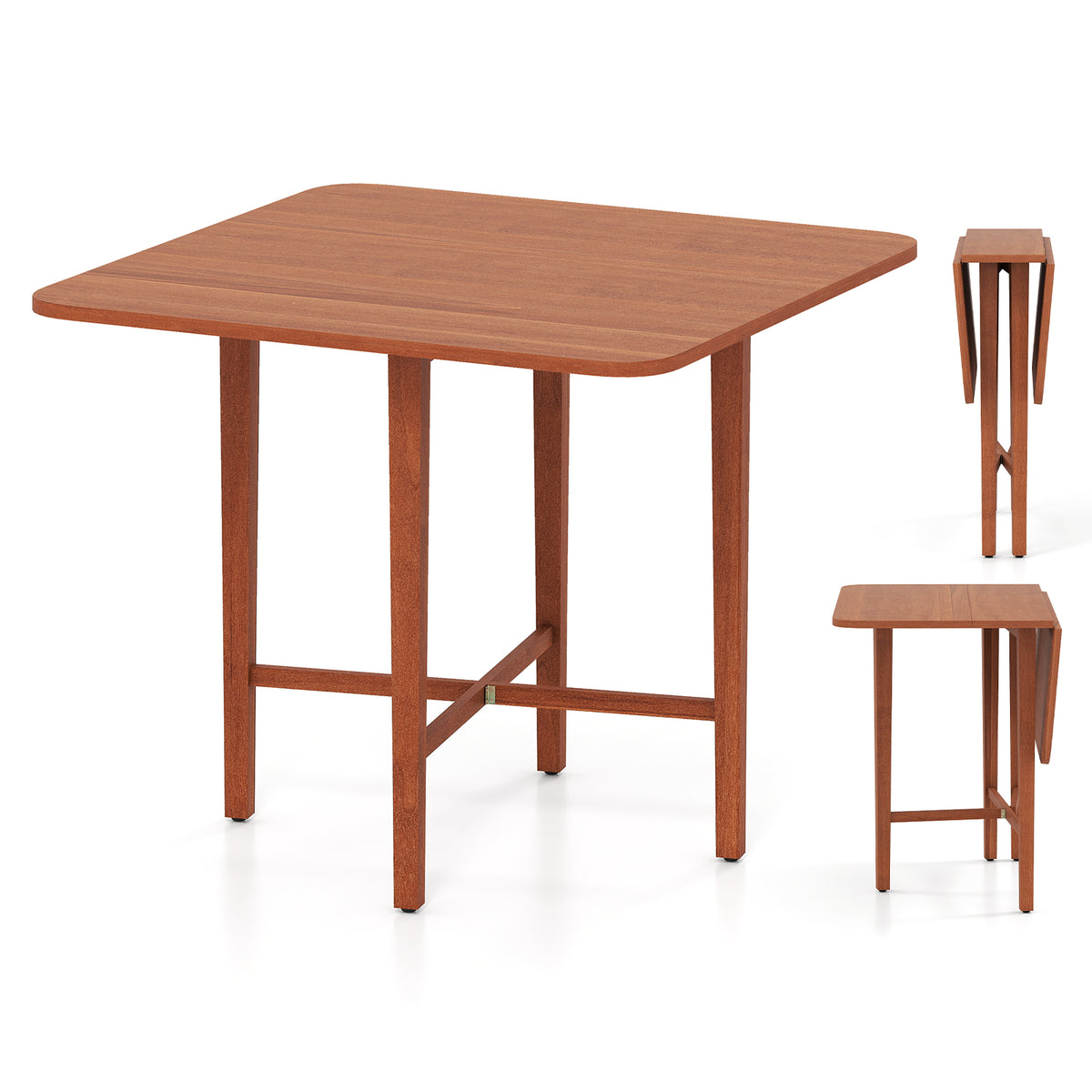Extendable Dining Table Drop Leaf Kitchen Table for Small Spaces with X-shaped Frame-Walnut