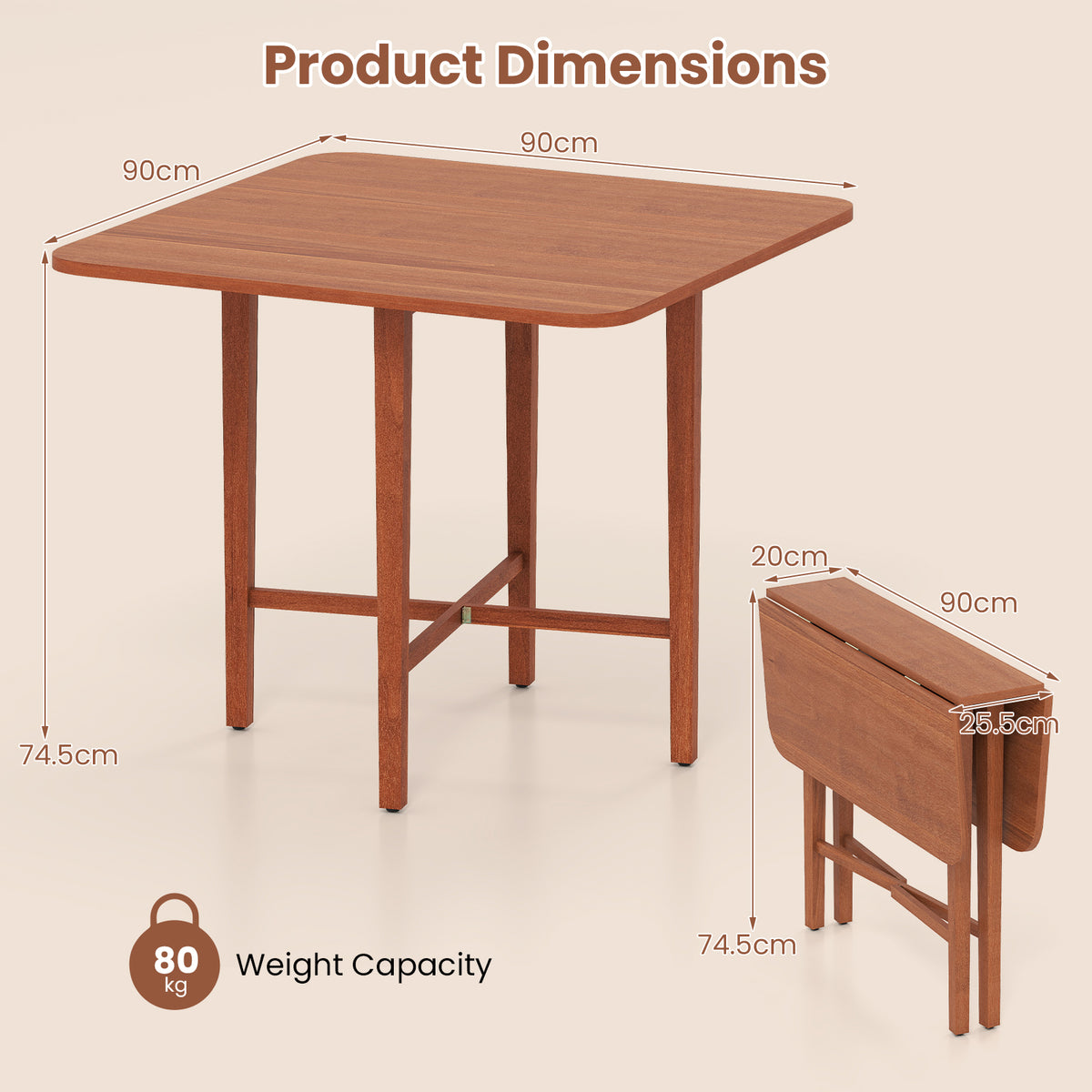 Extendable Dining Table Drop Leaf Kitchen Table for Small Spaces with X-shaped Frame-Walnut