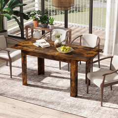 Extendable Dining Table with Adjustable Tabletop-Brown
