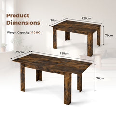 Extendable Dining Table with Adjustable Tabletop-Brown