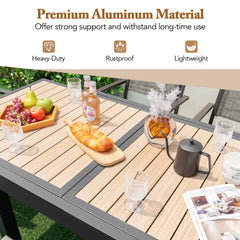 Extendable Wood-like Patio Dining Table with Stable Legs-Grey