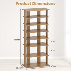 Extra Wide Wooden Vertical Shoe Rack with 7 Shelves-Natural