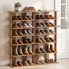 Extra Wide Wooden Vertical Shoe Rack with 7 Shelves-Natural